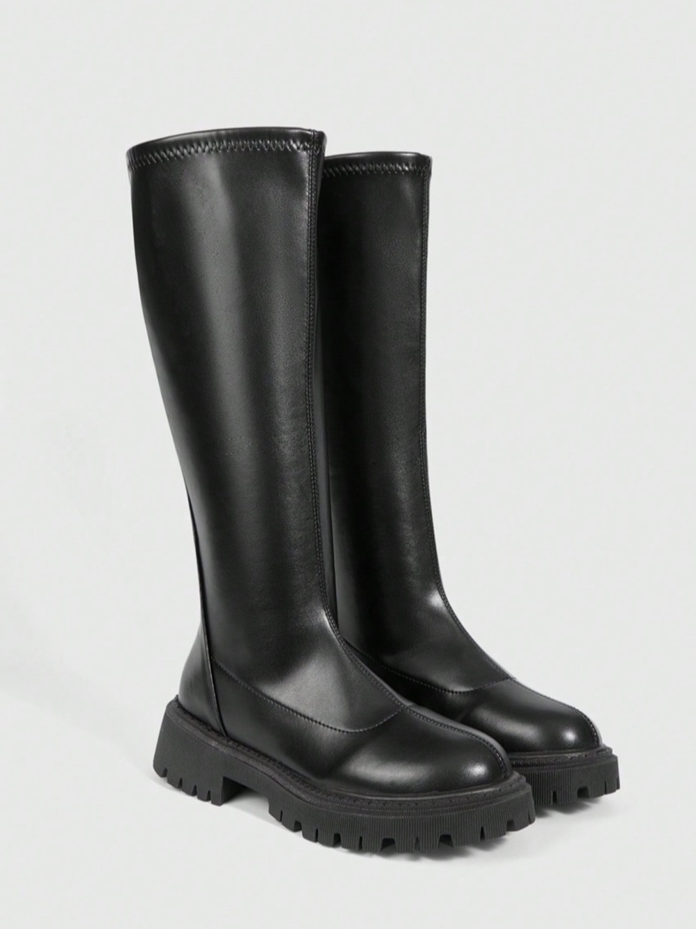 Missguided black chunky heel knee high boots new 6